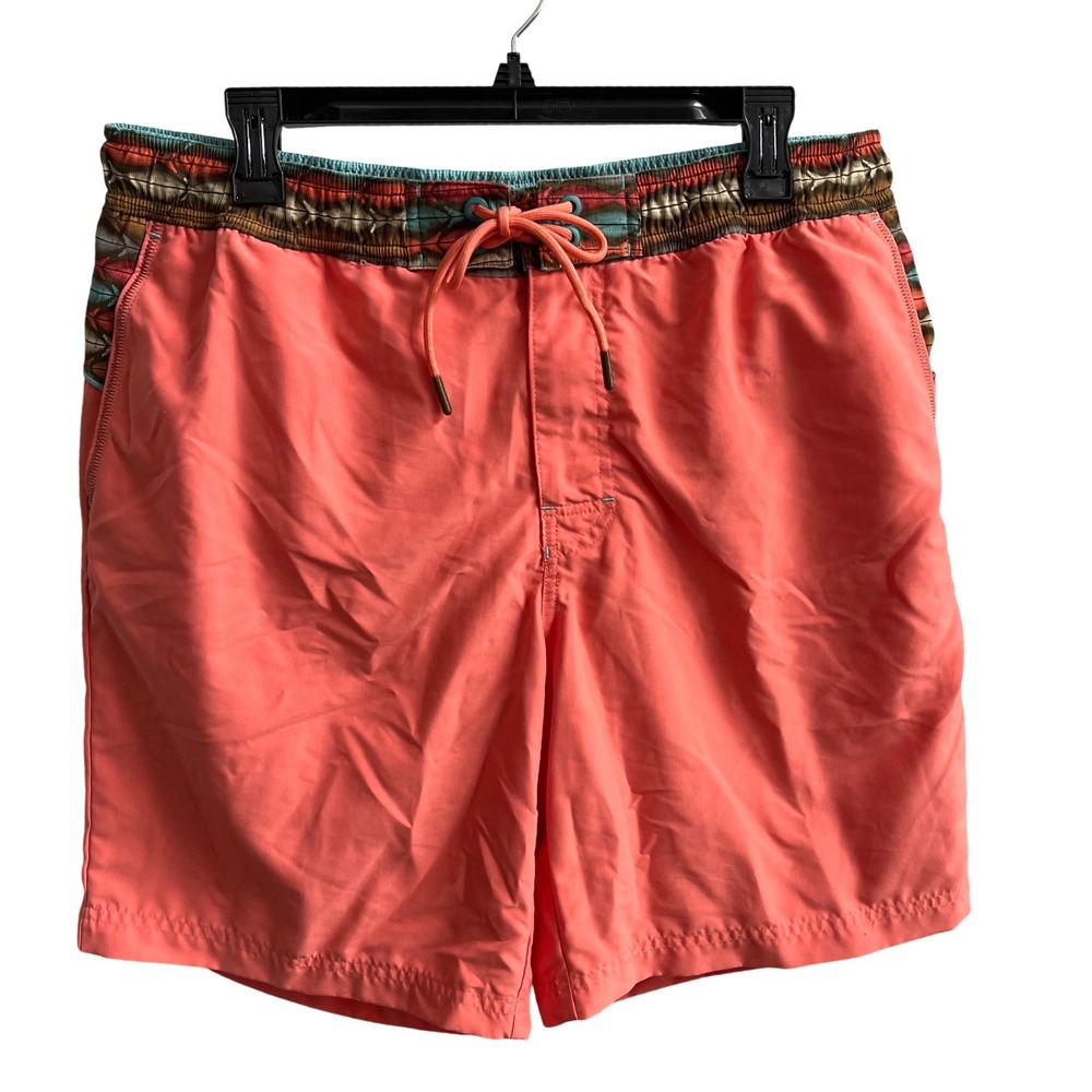 Rainforest Swim Trunks Mens Large Coral Pink Southwestern Geometric Board Shorts